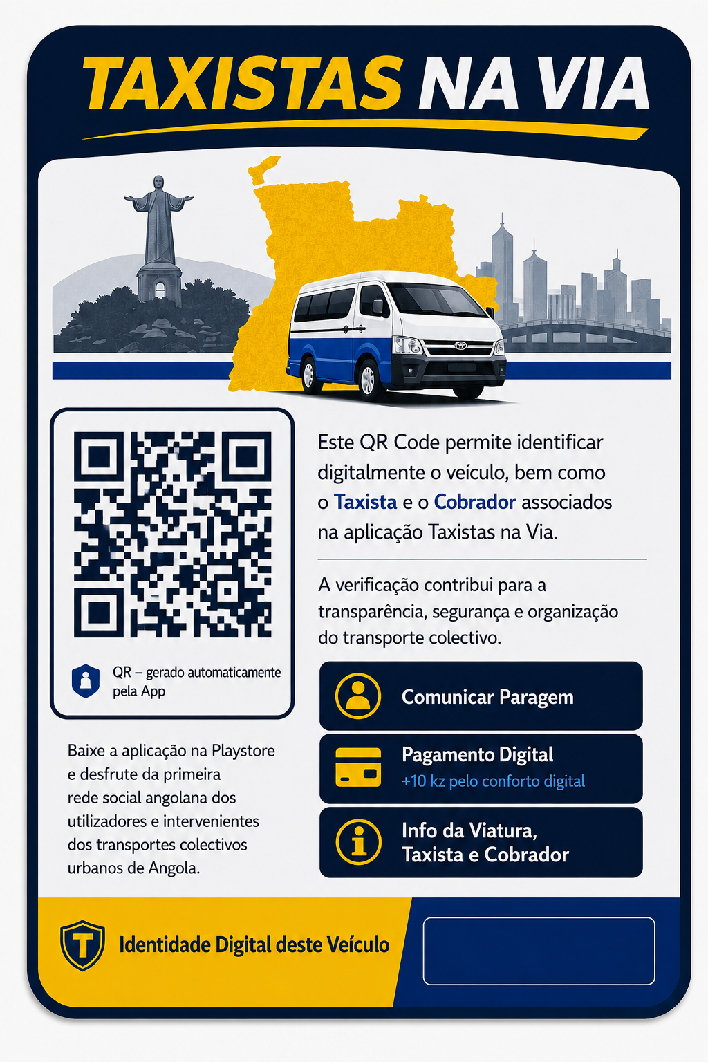 Autocolante interno com QR Taxistas na Via