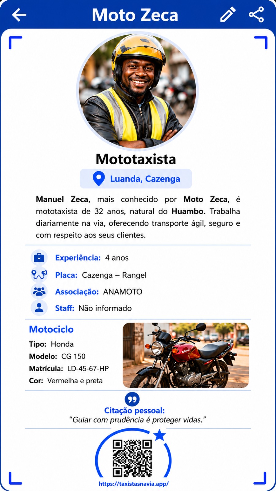 Perfil de Mototaxista